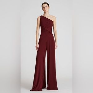 NWT $445 Halston Lia Jersey Jumpsuit Merlot